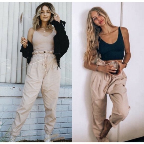 Free People Pants - NEW Free People Margate Pleated Trousers Paper Bag